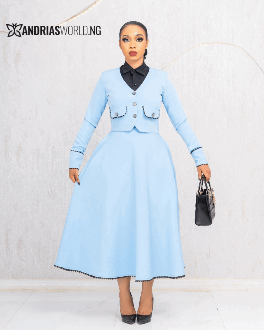 SKY BLUE THREE PIECE SKIRT SET